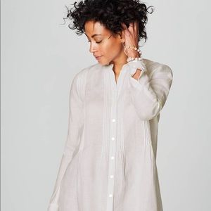 J. Jill Linen Pin-tucked Tab-Sleeve Tunic
